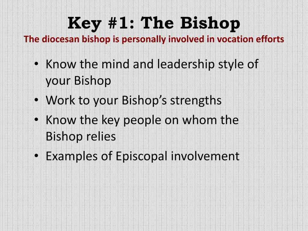 key 1 the bishop the diocesan bishop