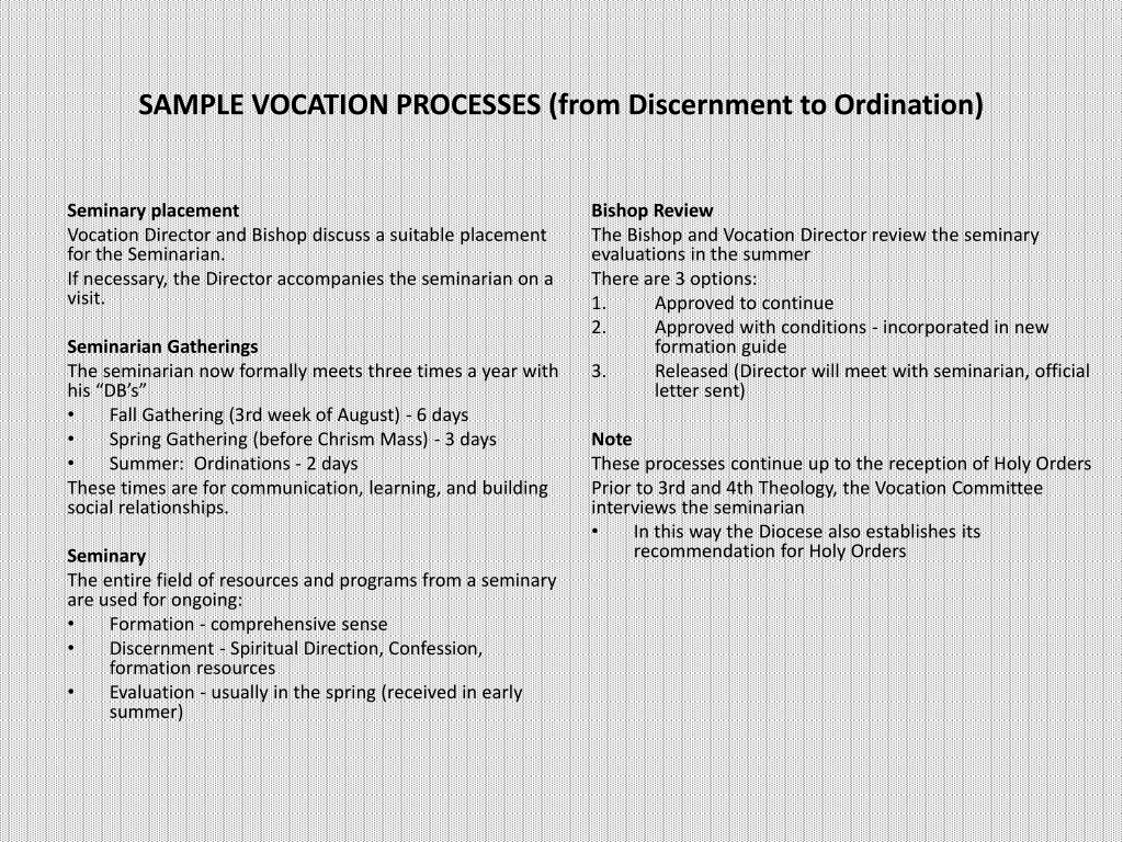 sample vocation processes from discernment 2