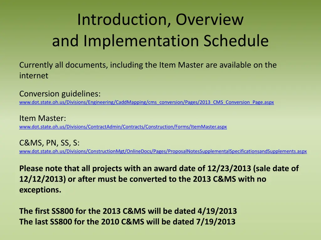 introduction overview and implementation schedule 3