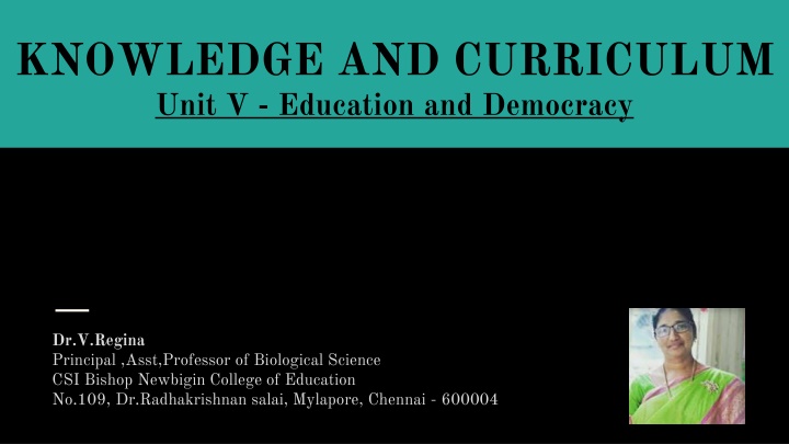 knowledge and curriculum unit v education