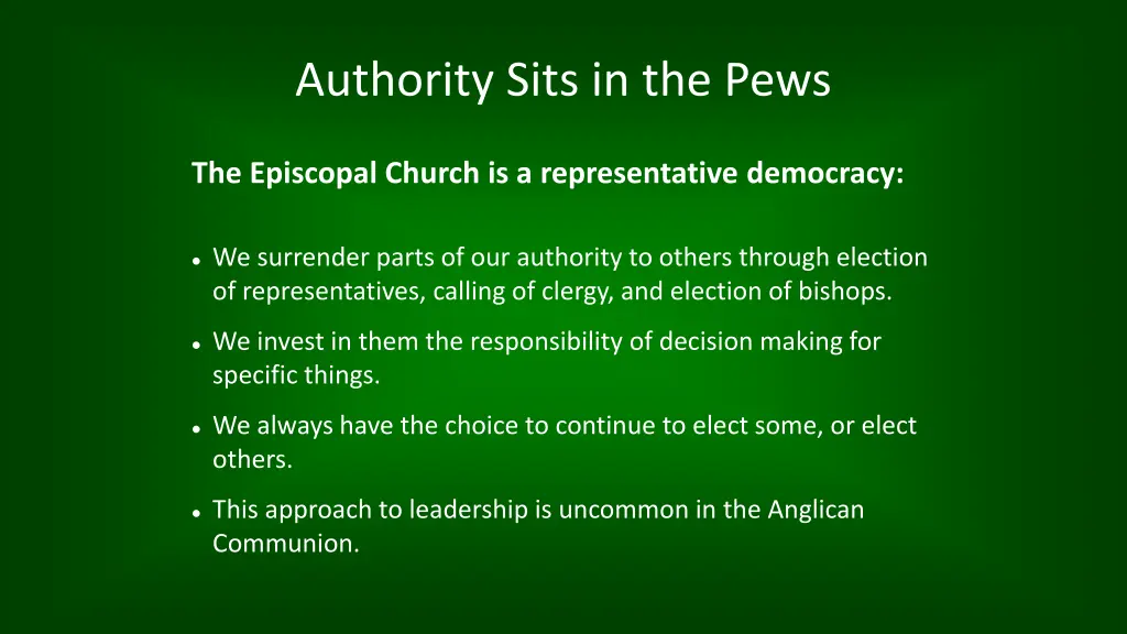 authority sits in the pews