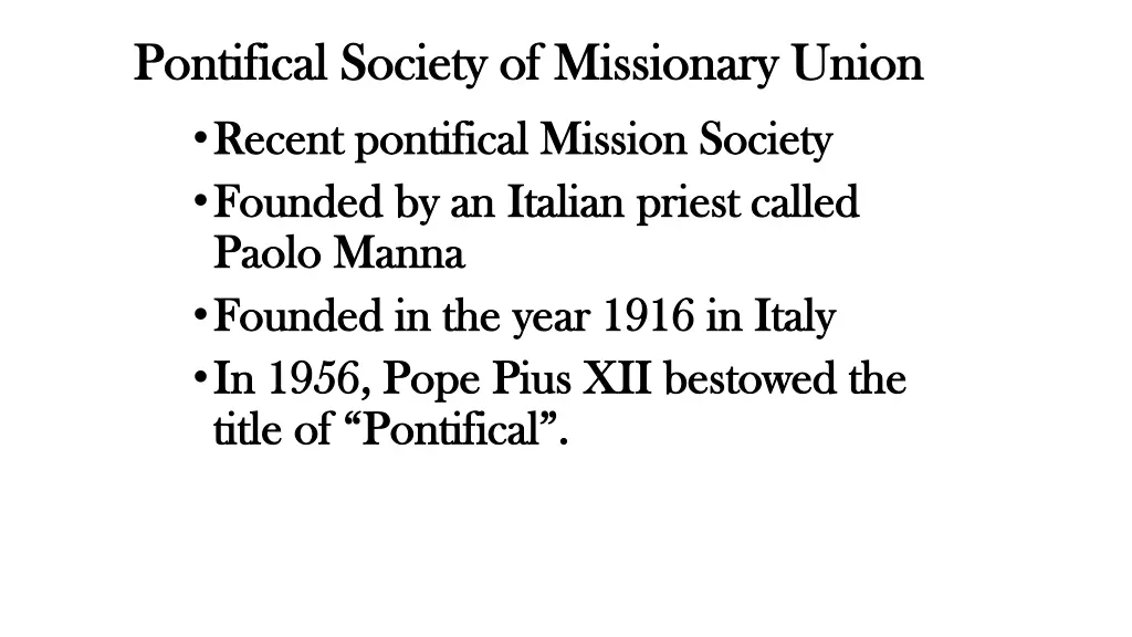 pontifical society of missionary union pontifical