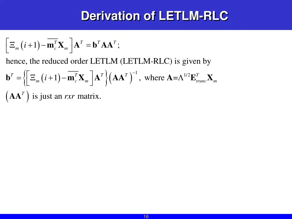 derivation of letlm rlc 1