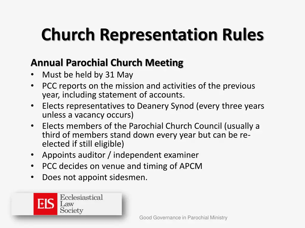 church representation rules 1