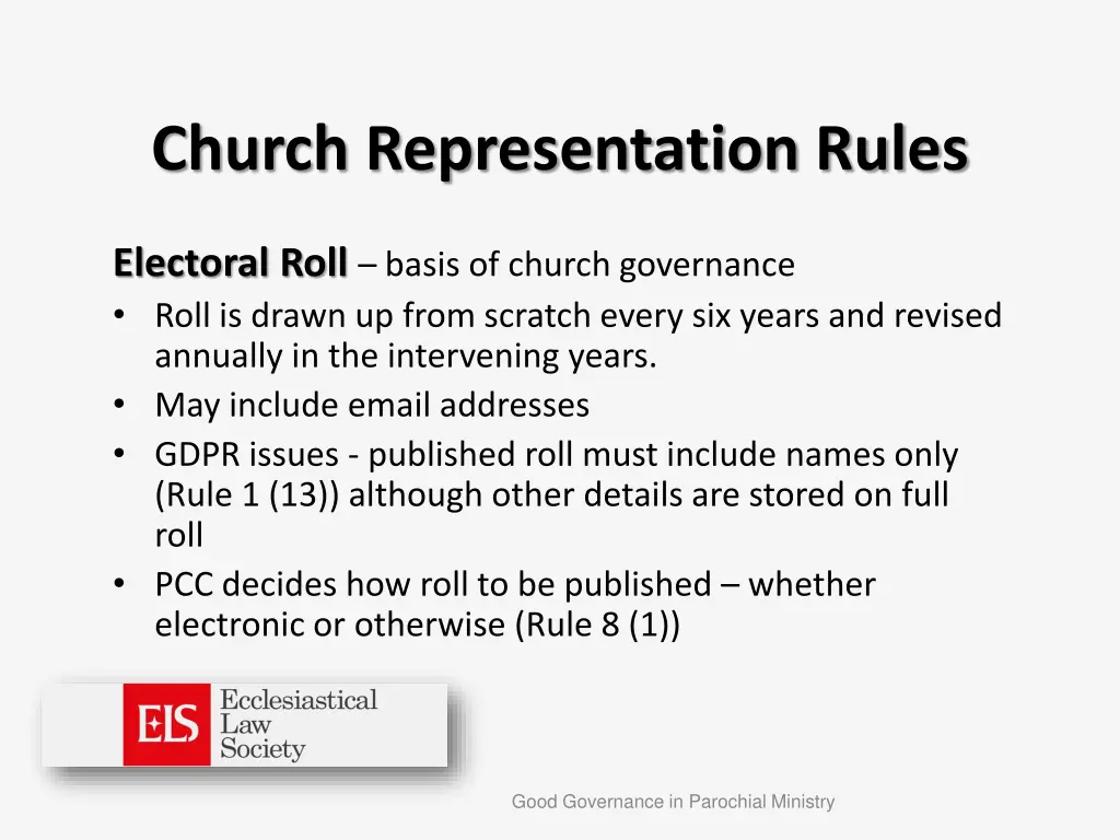 church representation rules