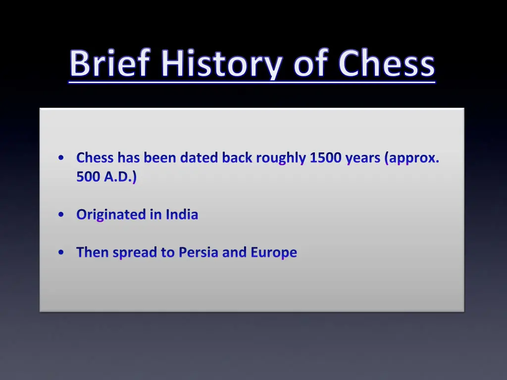 brief history of chess