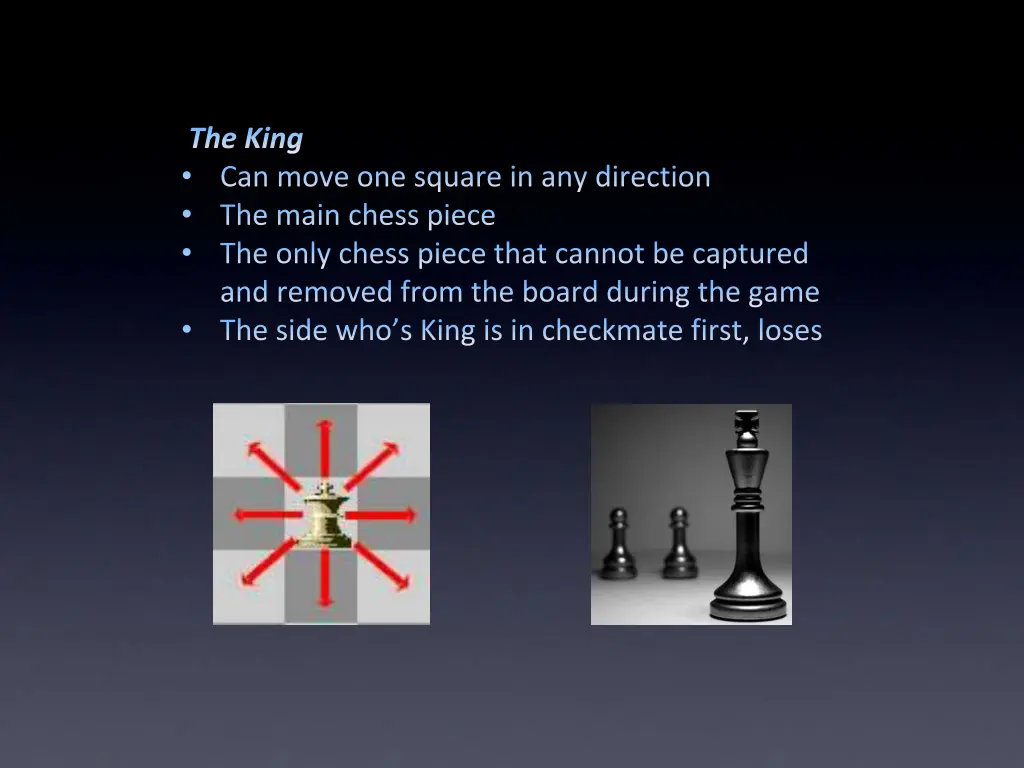 the king can move one square in any direction