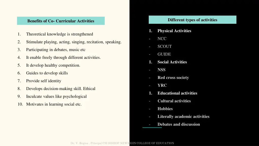 different types of activities