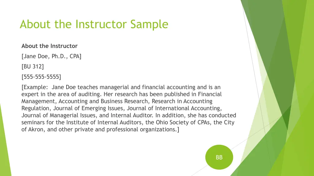 about the instructor sample