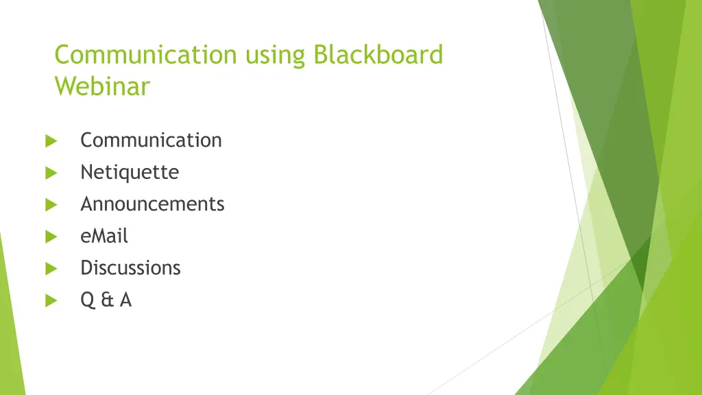 communication using blackboard webinar