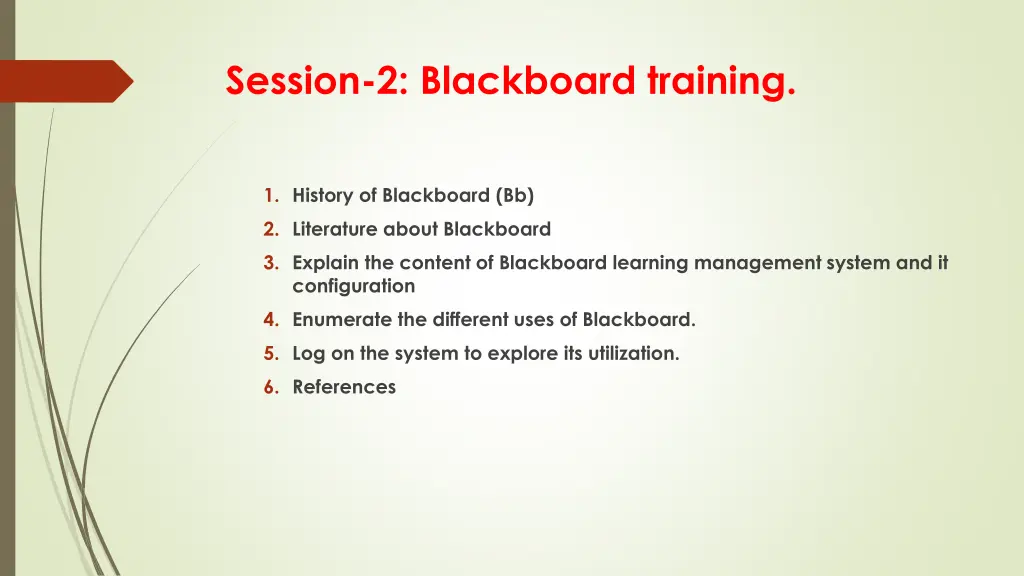 session 2 blackboard training