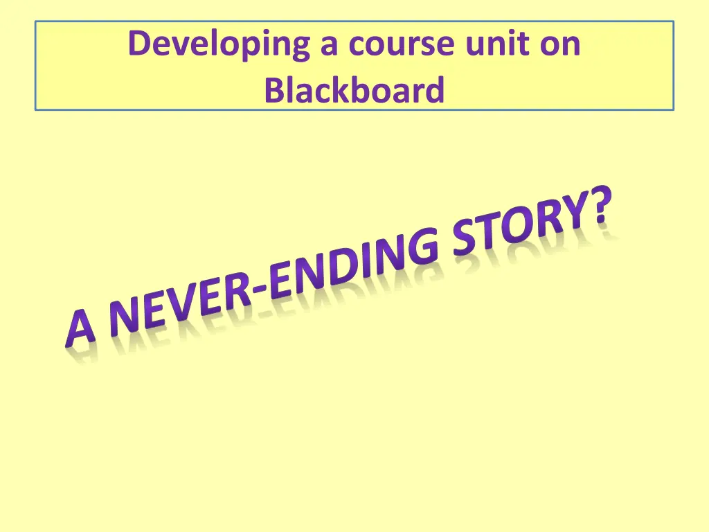 developing a course unit on blackboard