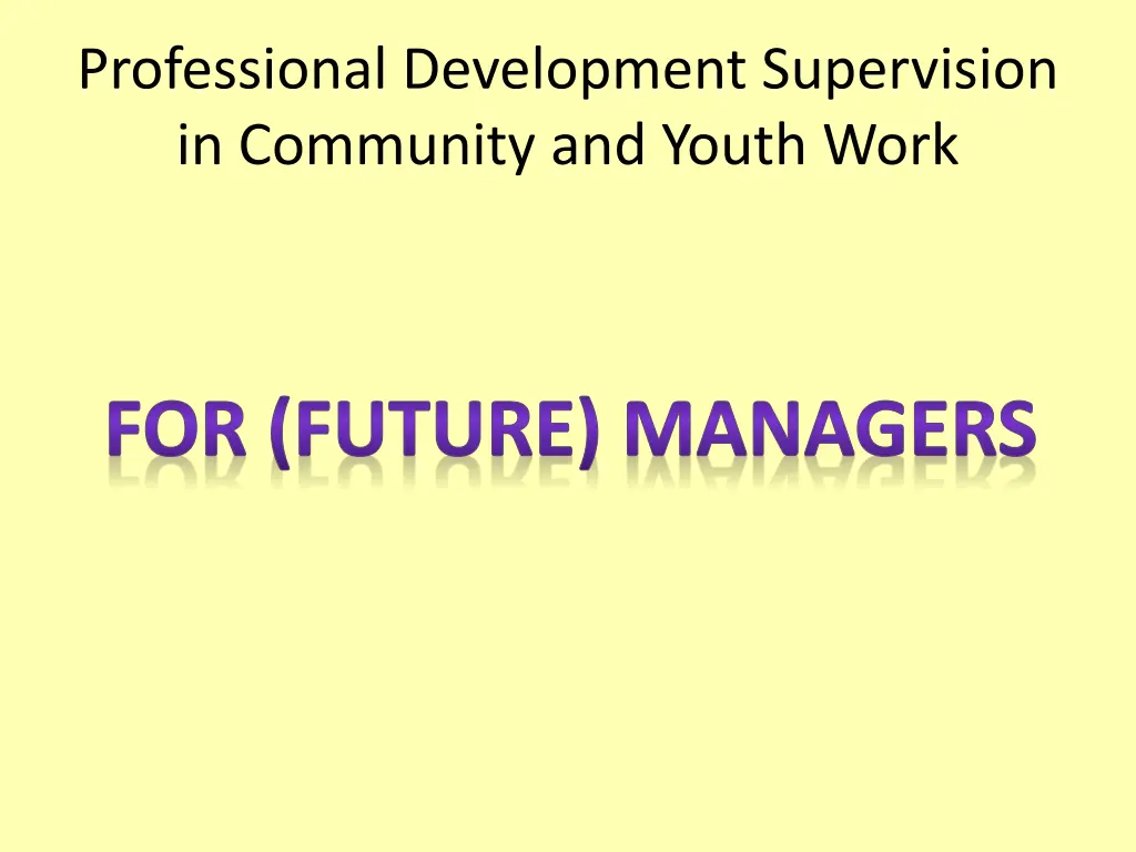 professional development supervision in community