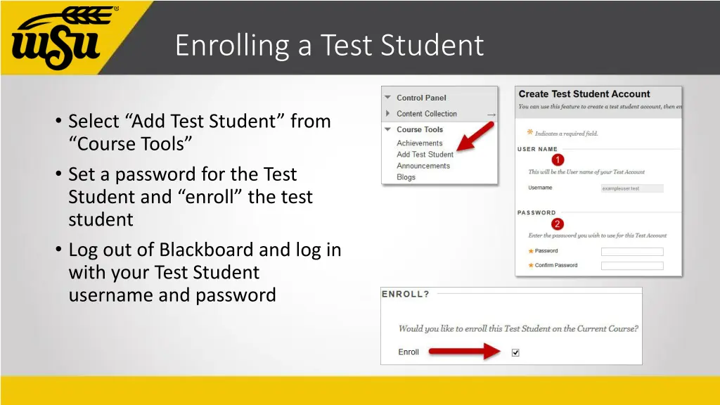 enrolling a test student