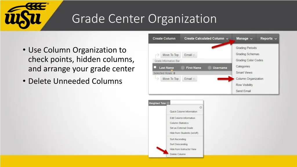 grade center organization