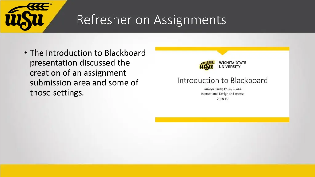 refresher on assignments