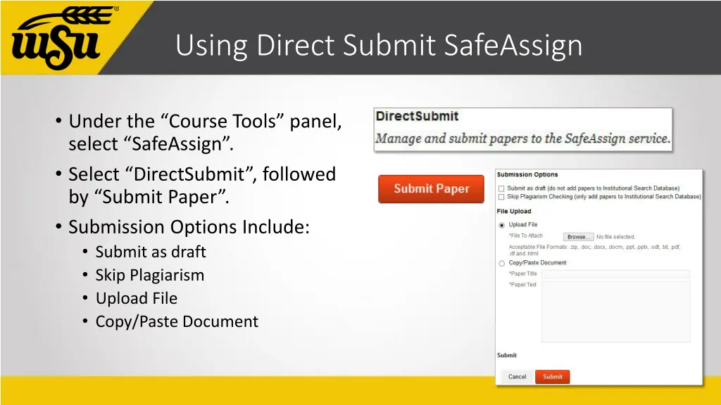 using direct submit safeassign