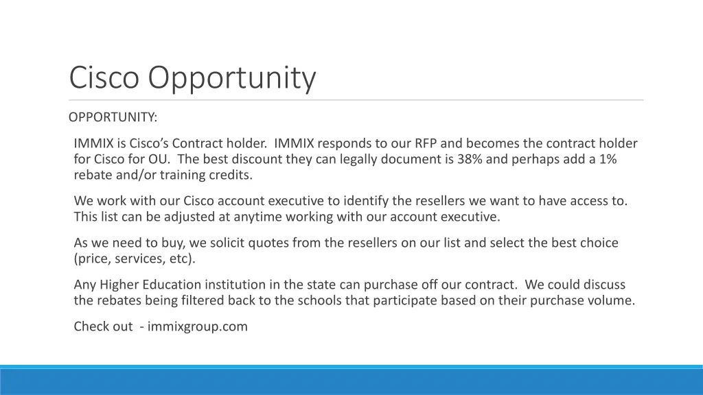 cisco opportunity