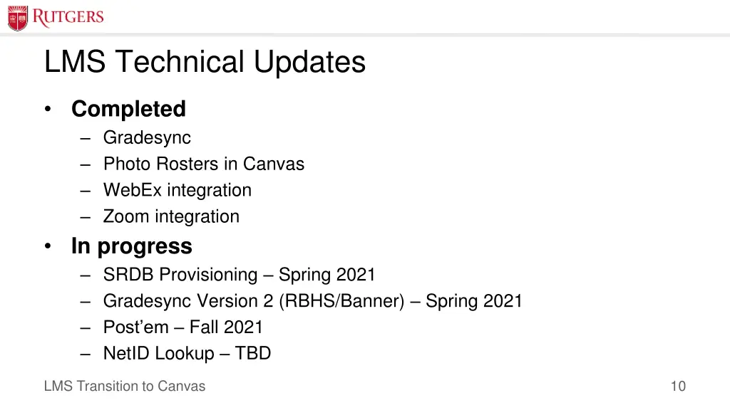 lms technical updates