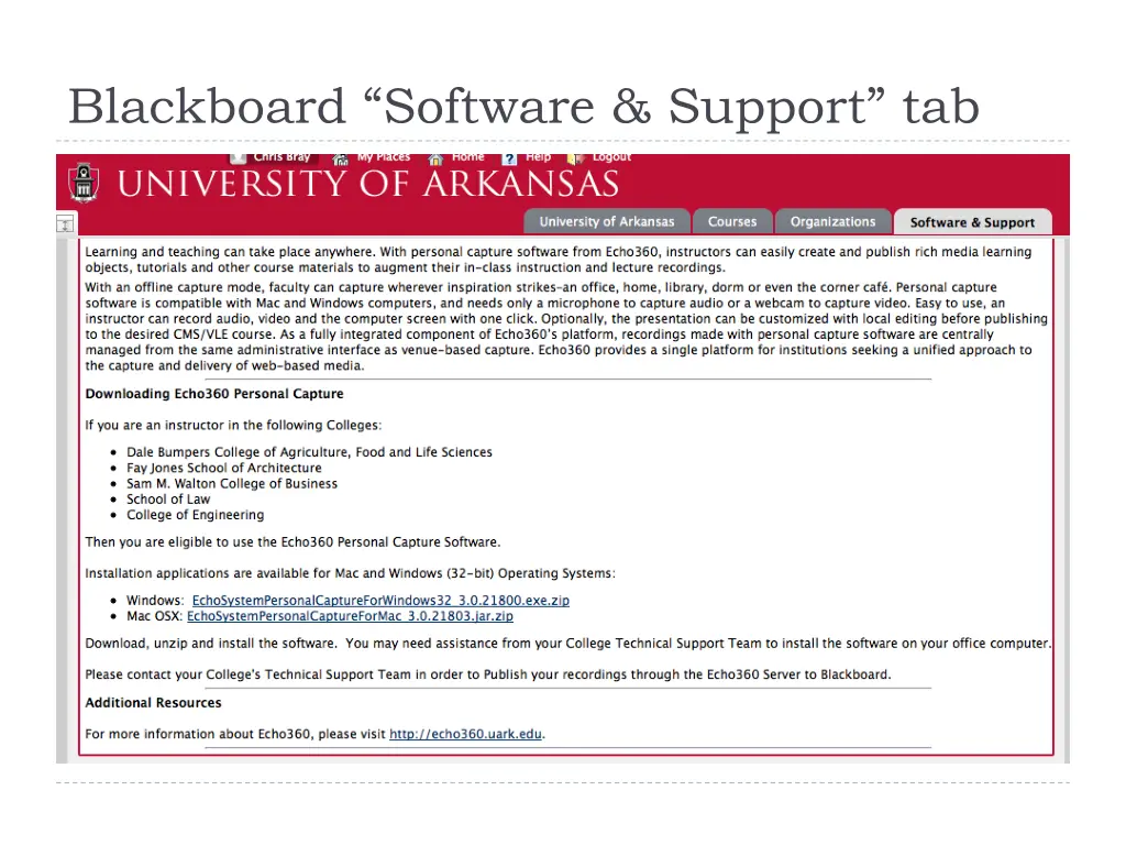 blackboard software support tab 1