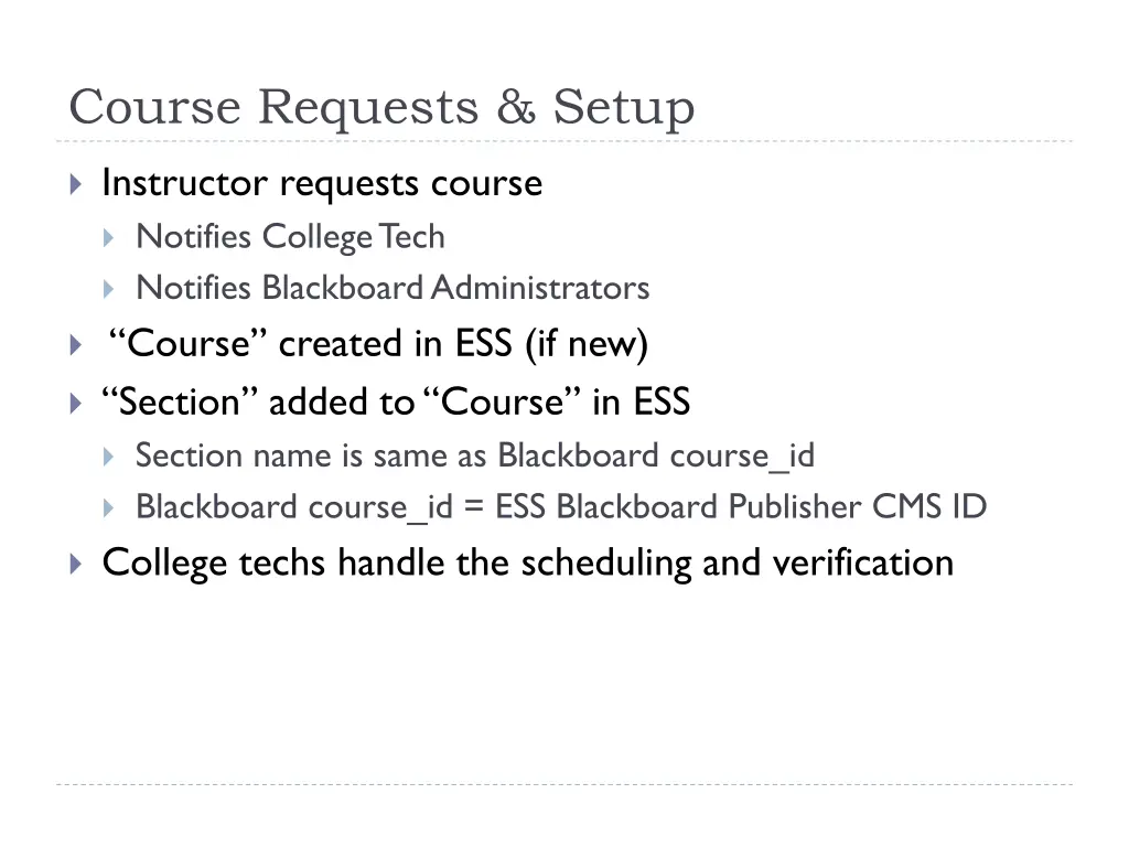 course requests setup