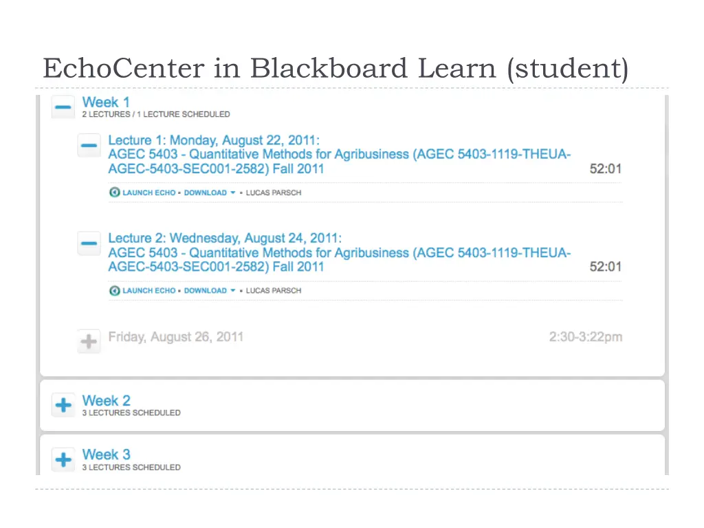 echocenter in blackboard learn student