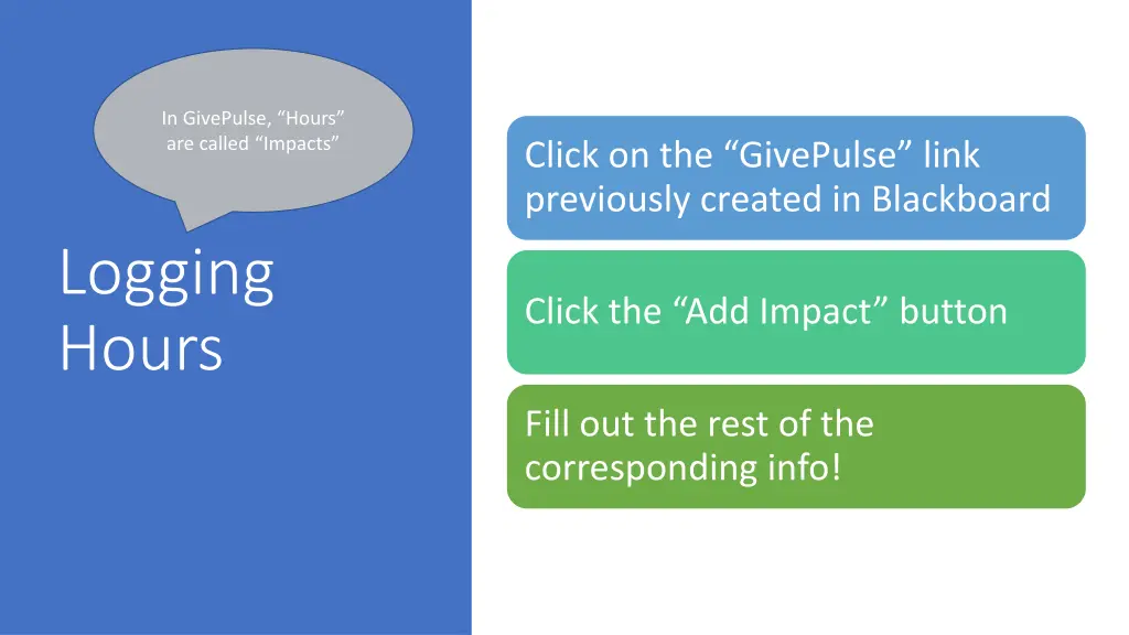 in givepulse hours are called impacts