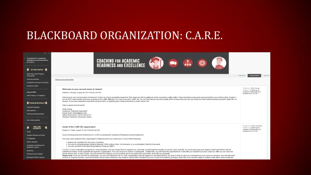 blackboard organization c a r e