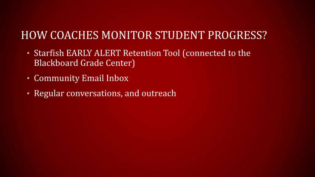 how coaches monitor student progress