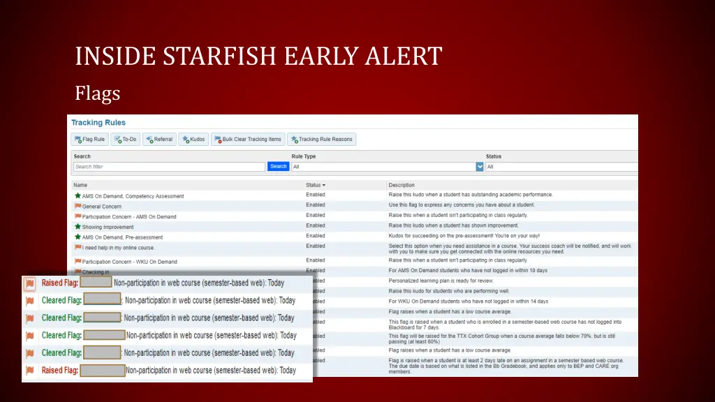 inside starfish early alert flags