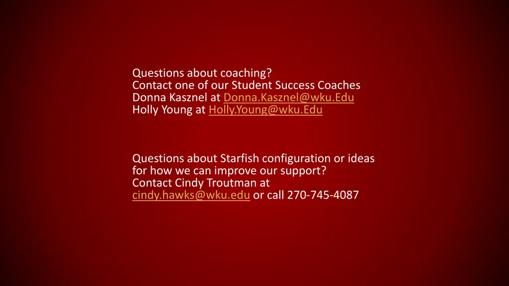 questions about coaching contact