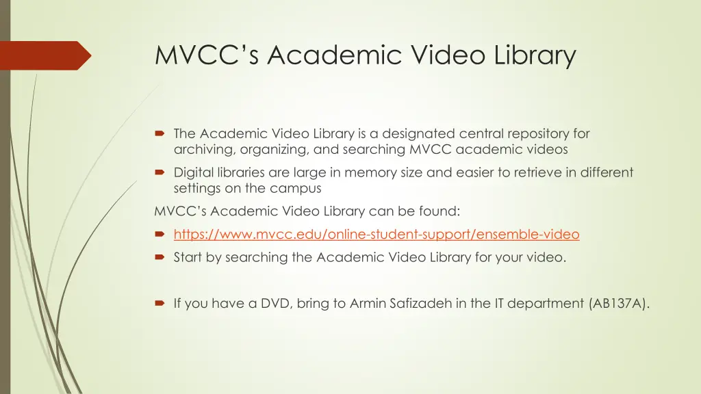 mvcc s academic video library