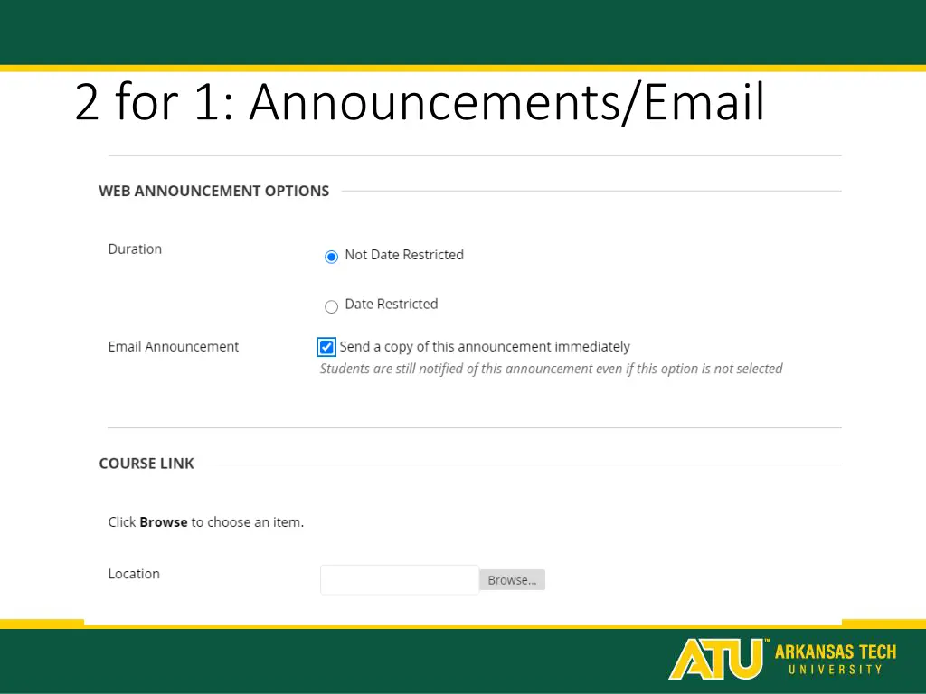 2 for 1 announcements email 1