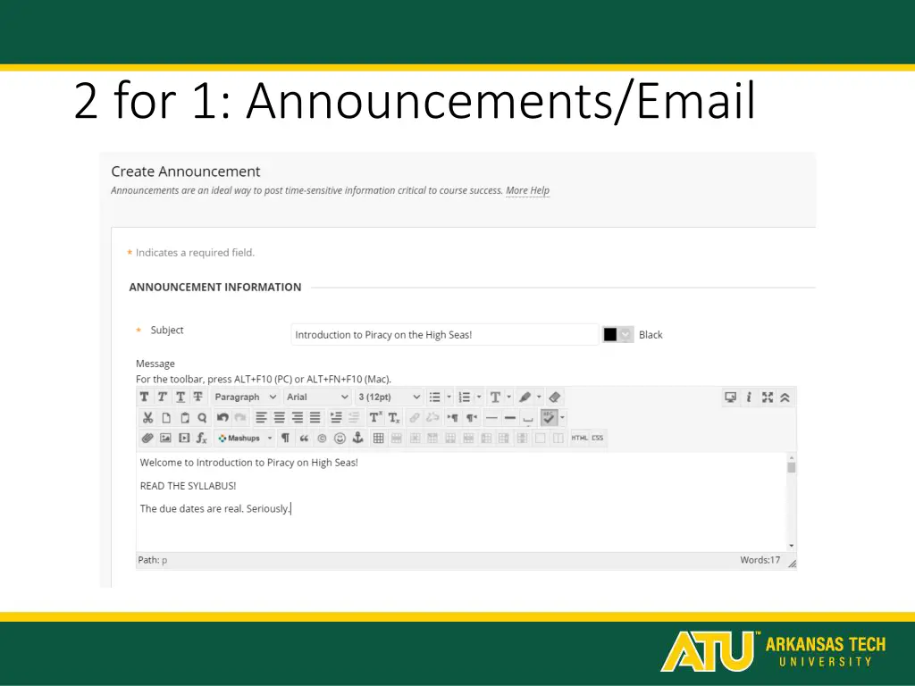 2 for 1 announcements email