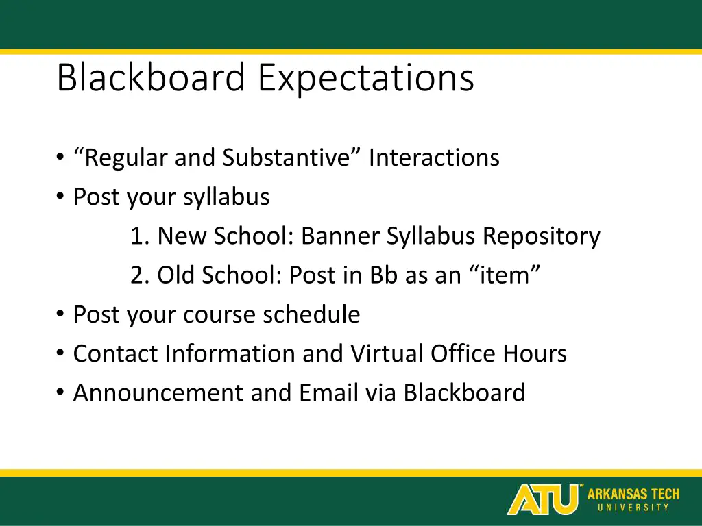 blackboard expectations