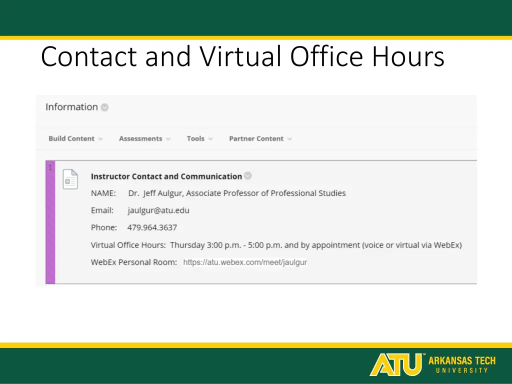 contact and virtual office hours