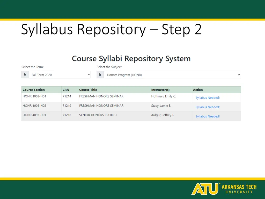syllabus repository step 2