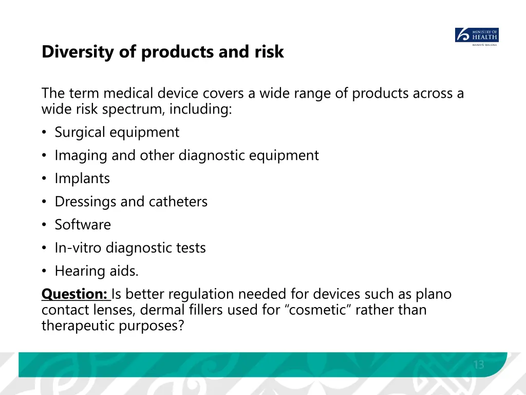 diversity of products and risk