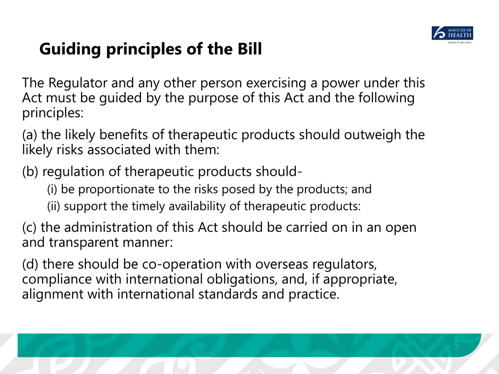 guiding principles of the bill