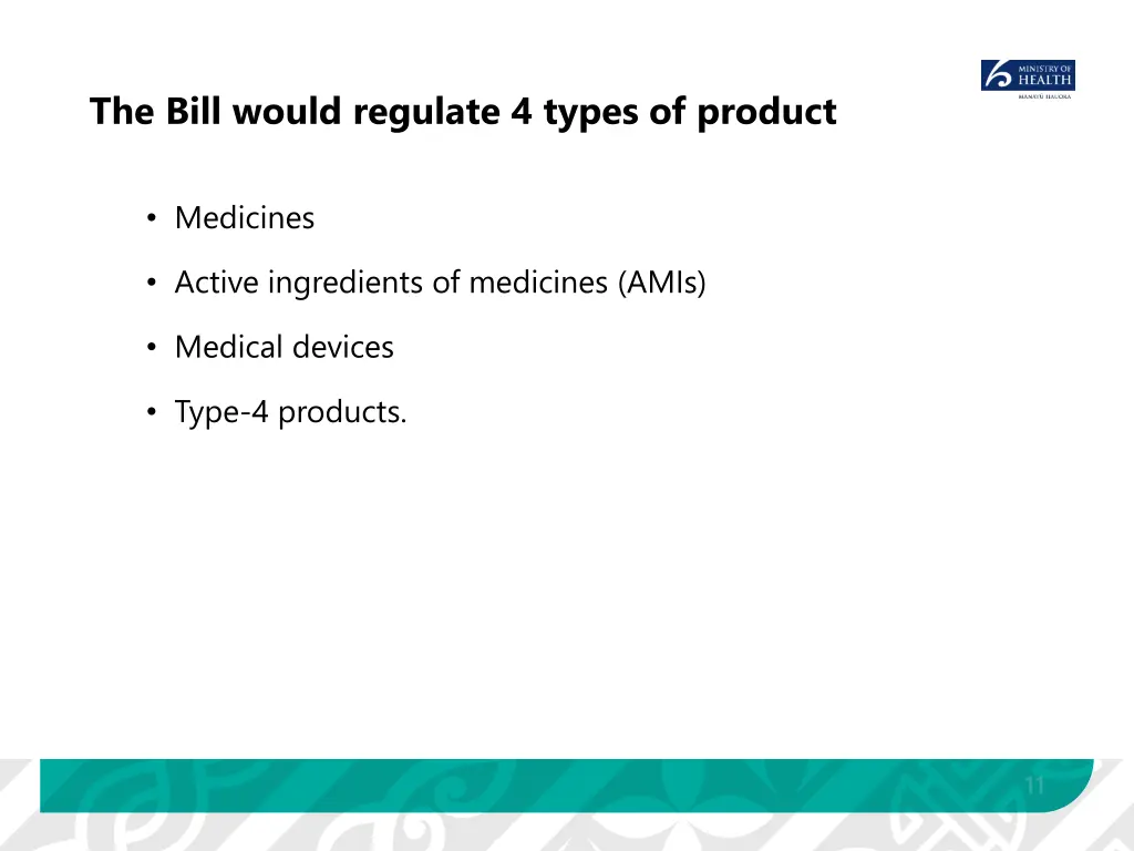 the bill would regulate 4 types of product