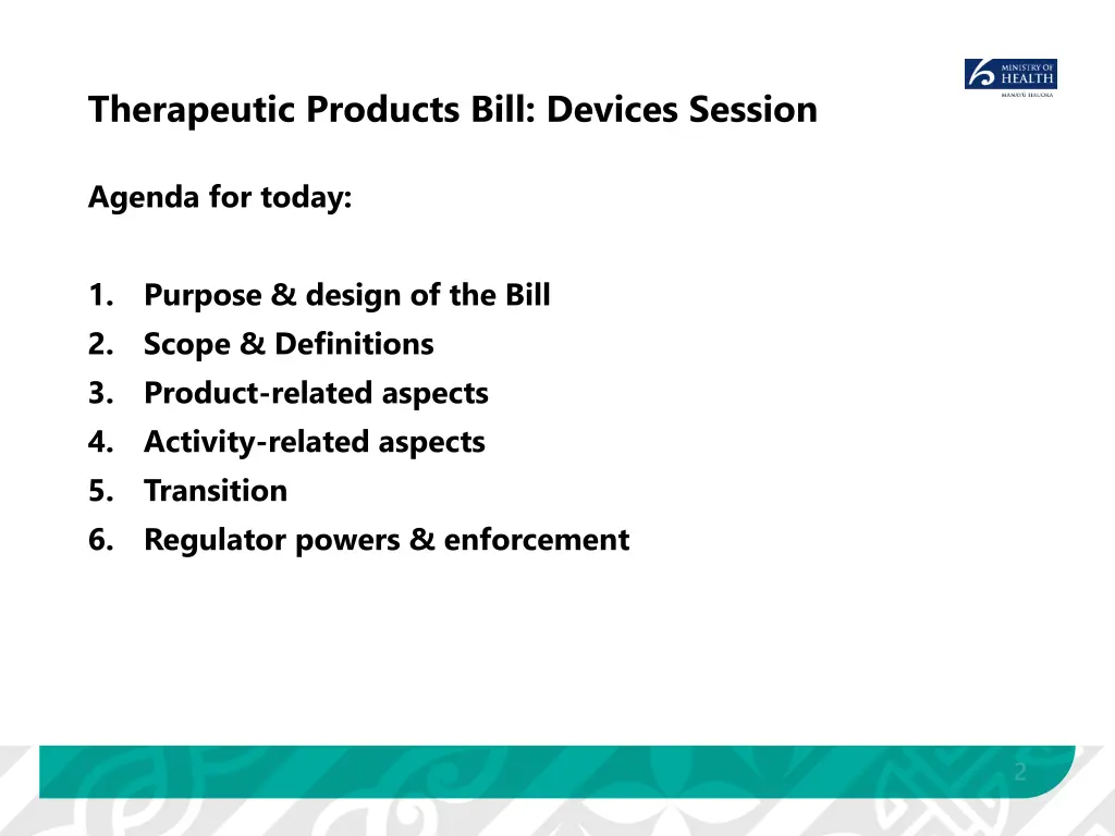 therapeutic products bill devices session