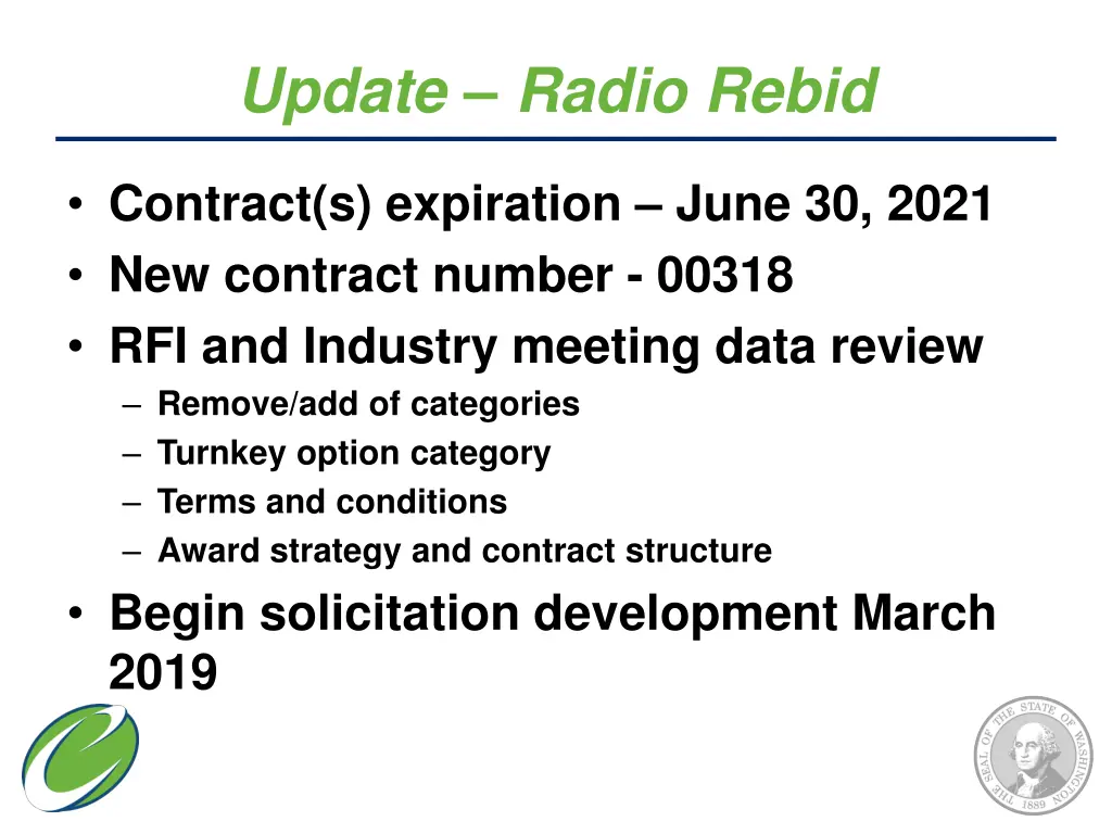 update radio rebid