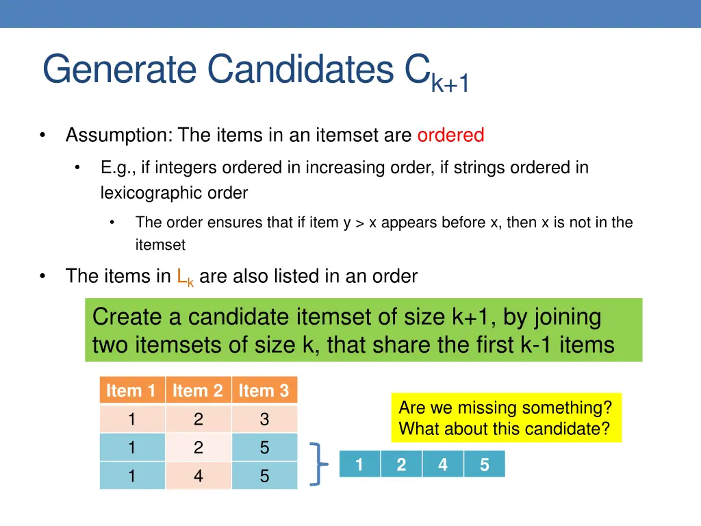 generate candidates c k 1 2