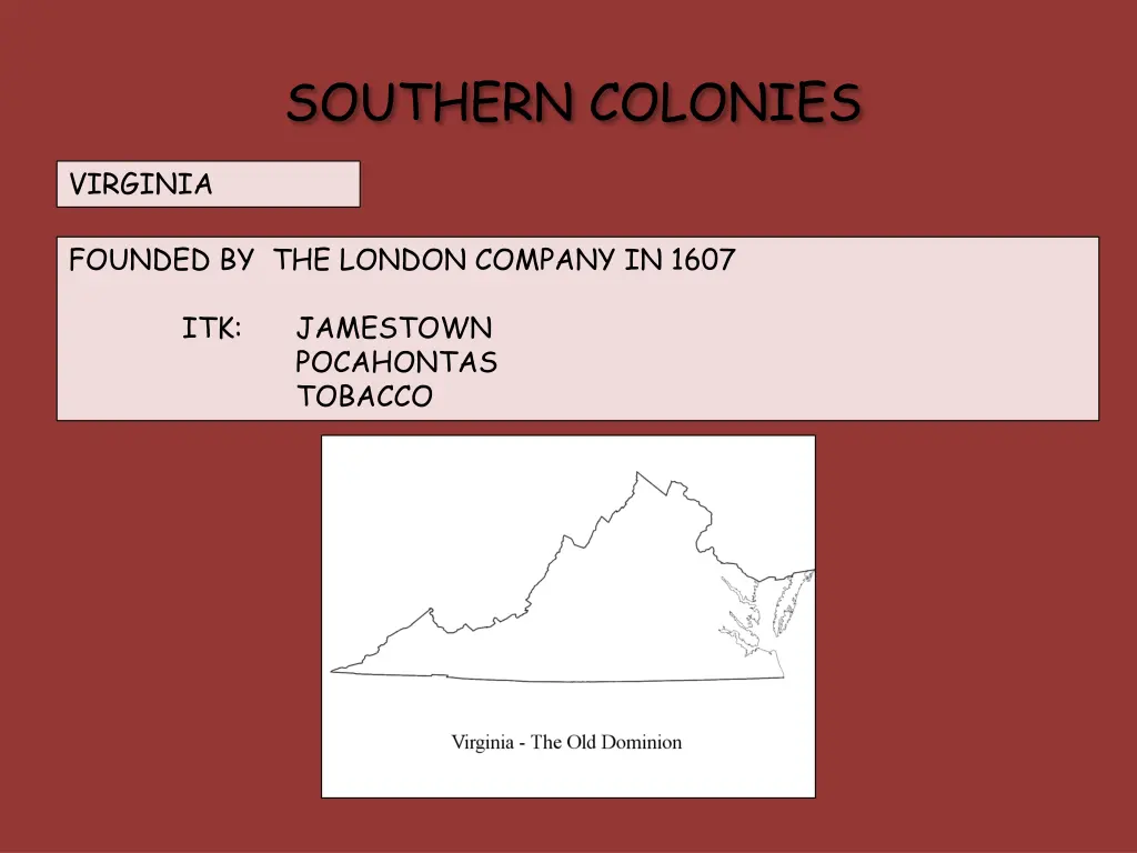 southern colonies 1