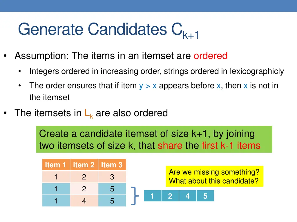 generate candidates c k 1 2