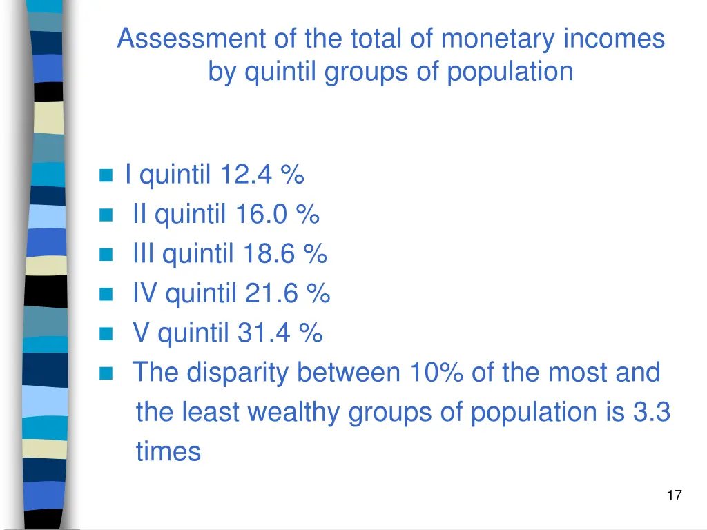 assessment of the total of monetary incomes