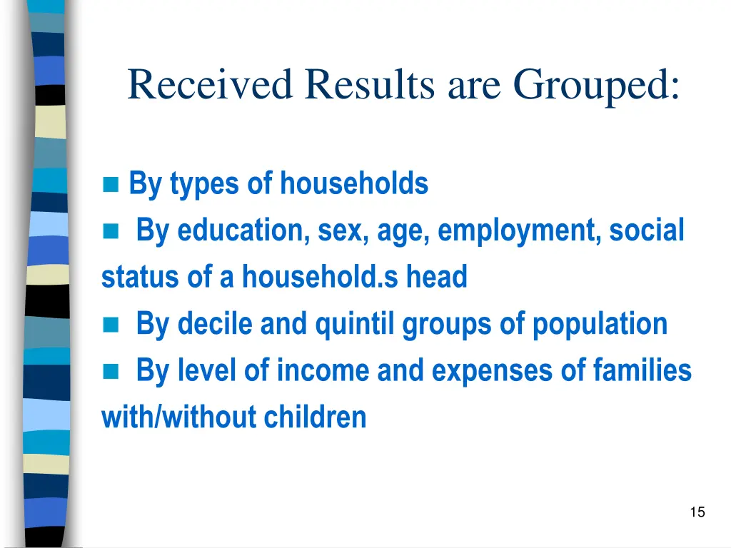 received results are grouped