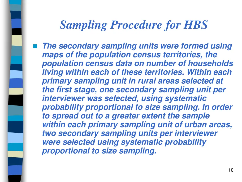 sampling procedure for hbs 2