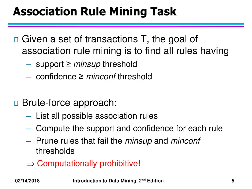 association rule mining task