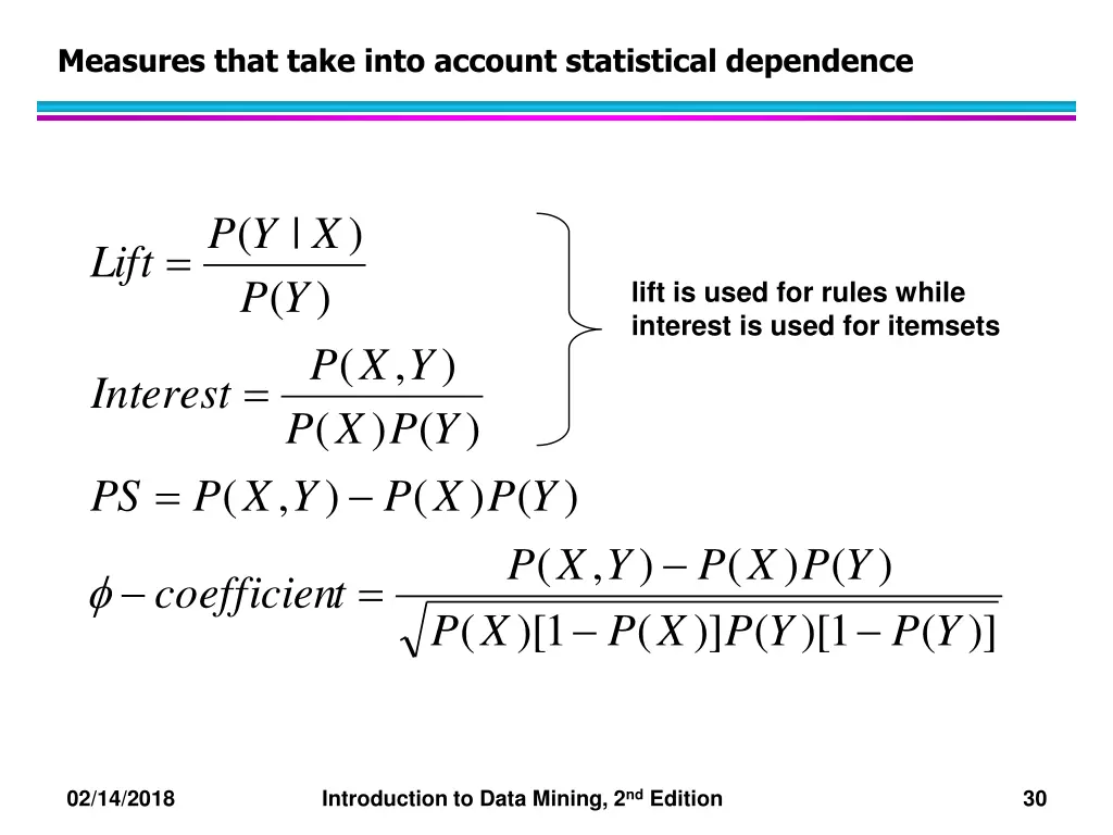 measures that take into account statistical